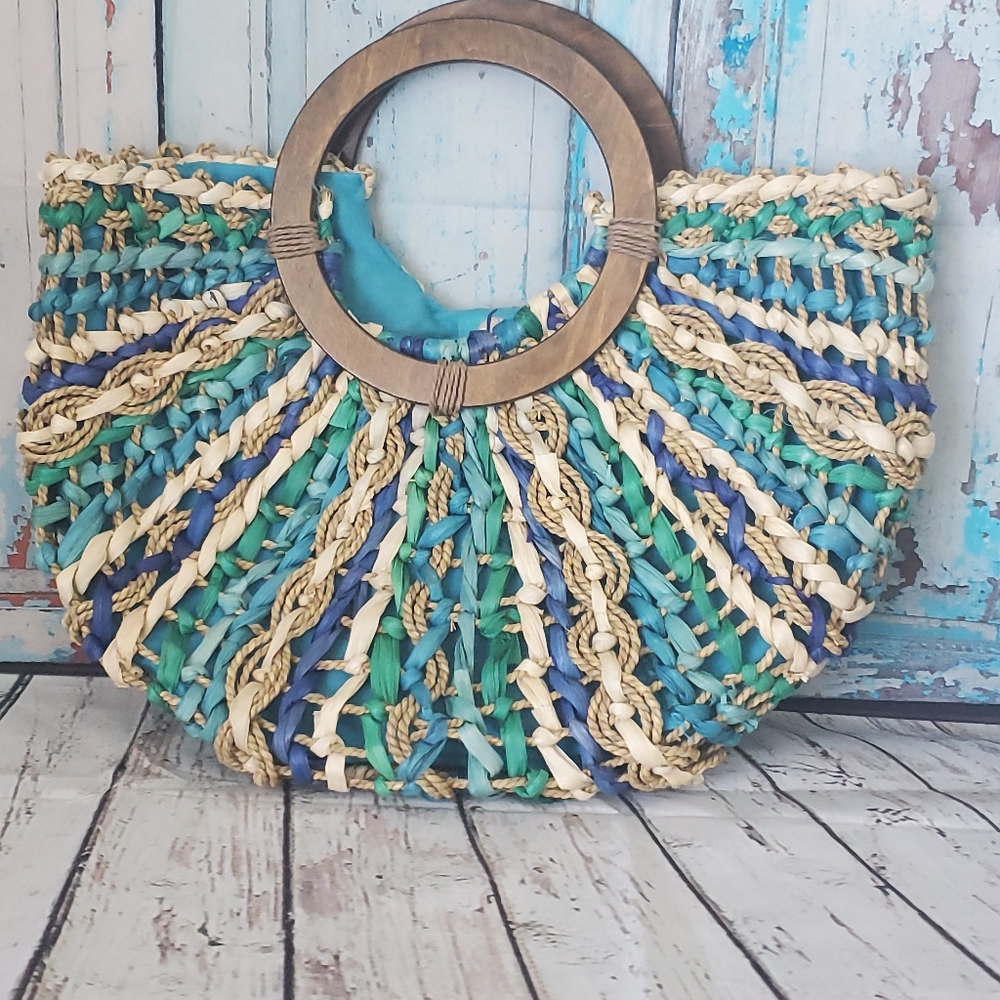 Multi-Color Wicker Purse